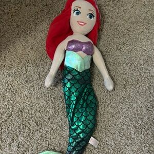 Mermaid Plush Toy with Red Hair and Green Tail
